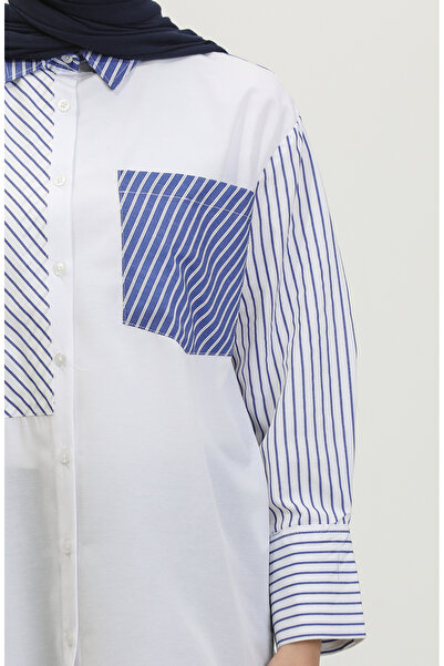 sefamerve Πουκάμισο με ριγέ λευκή γαρνιτούρα - 4810C-01