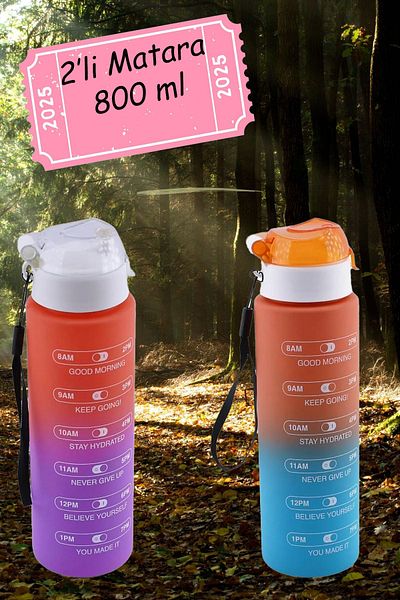NUBLADO 2-Piece Sports Camping Bottle 800 ml Bpa Free Children's Sports Water Bottle Leakproof Straw-Free Water Bottle.