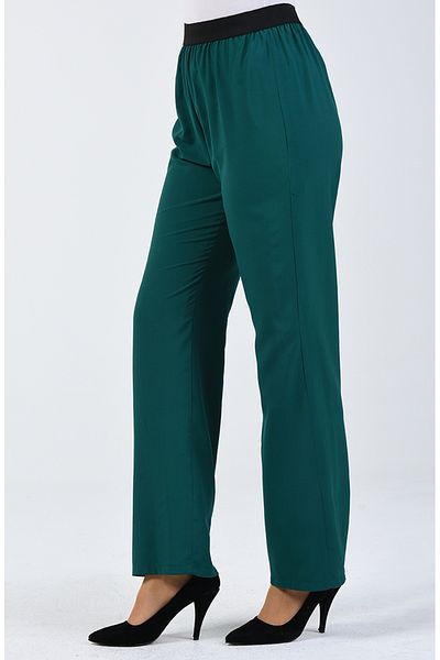 sefamerve Παντελόνι περπατήματος Emerald Green Viscose - 6434-02