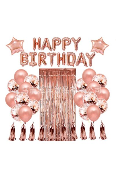 Flippy Set baloane trandafiri, 47 piese (ciucuri, steluțe folie, confetti, litere La mulți ani)