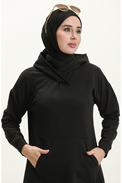 sefamerve Black Kangaroo Pocket Sports Tunic - 3032-01