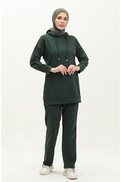 sefamerve Σετ αθλητικής φόρμας Nefti Green Slip Detail - 3039-02