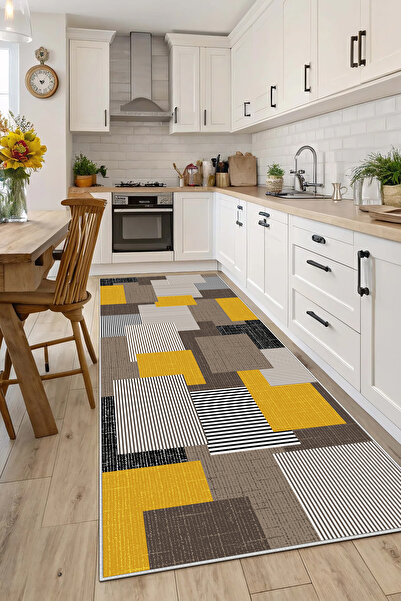 Evimle Makinede yıkanabilir kaymaz taban leke tutmaz mutfak halısı salon halı...