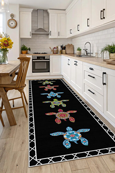 Evimle Makinede yıkanabilir kaymaz taban leke tutmaz mutfak halısı salon halı...