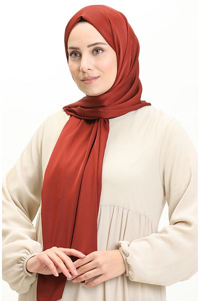 sefamerve Nursema Sand Silk Shawl - Χρώμα τούβλου, Μοντέλο 81001-41