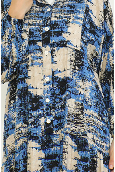 sefamerve Сукня з візерунком індиго - 0466-03