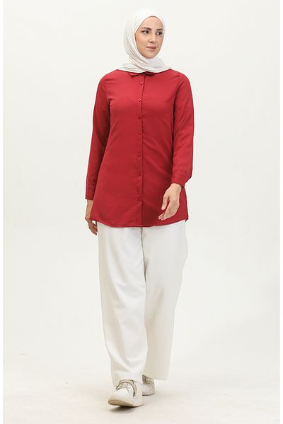 sefamerve Claret Red Tunic με κουμπιά 6111-06