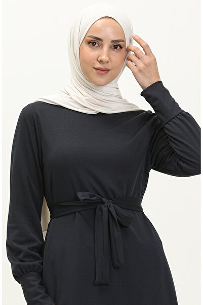 sefamerve Σκούρο μπλε τουνίκ και παντελόνι σετ δύο τεμαχίων - 0690-08 Ζώνη