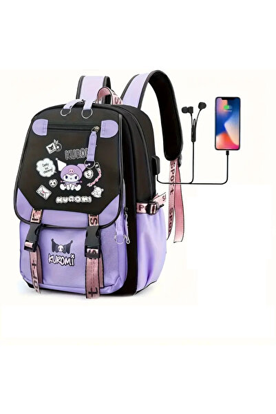 KOST Orijinal Kuromi Okul Çantası Kore Tarzı Büyük Kapasiteli Kuromili Okul Sırt Çantası