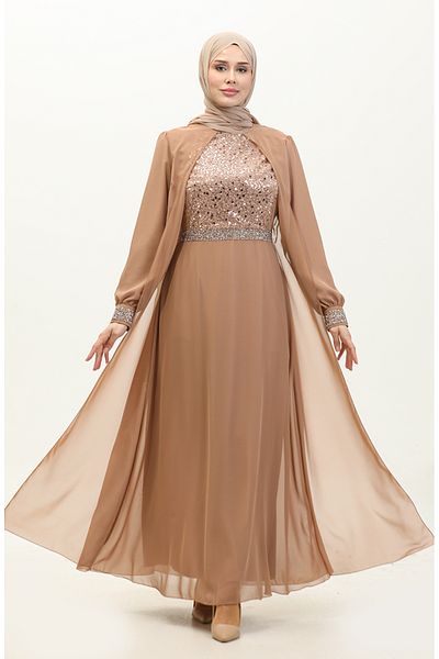 sefamerve Mink Chiffon Evening Dress - 52876-05