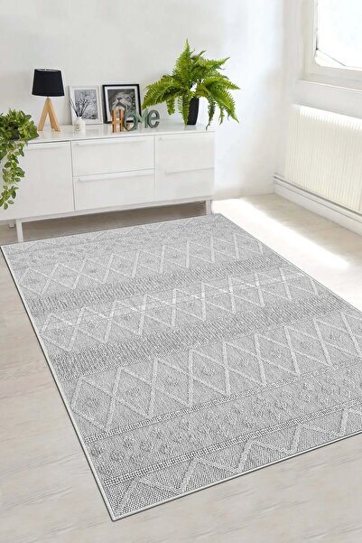 df home Salon Halısı Geometrik İskandinav Toz Tutmaz Dijital Baskı Yıkanabili...