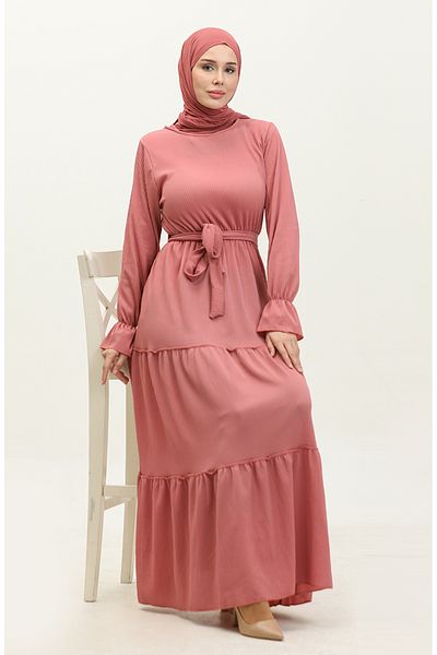 sefamerve Φόρεμα Dusty Rose Flounced Sash - 0304-03