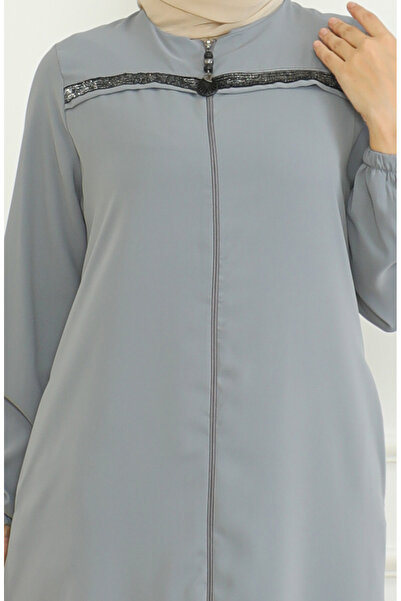 sefamerve Gray Ferace - Elastic Sleeve and Zipper, Model 0475-04