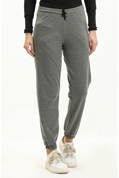 sefamerve Γκρι Jogger Sweatpants - με φερμουάρ και τσέπες 23015-04