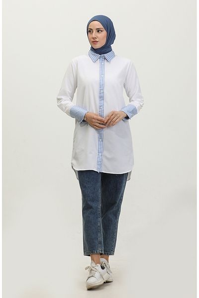 sefamerve White Striped Tunic - 4823-09