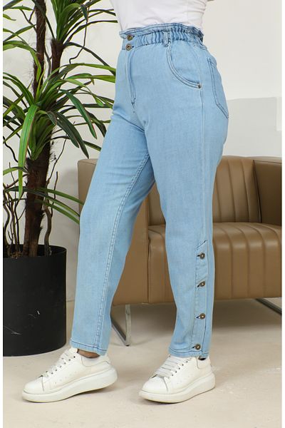 sefamerve Blugi cu nasturi cu croială dreaptă - 30131-01 Ice Blue