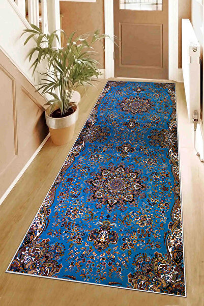 Hülya Home Covoraș geometric nordic cu imprimare digitală antică, lavabil, anti-alunecare, 8107YollukHULYA