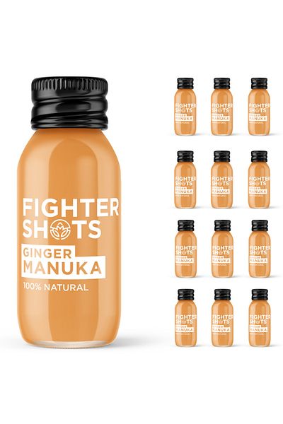 Fighter Shots Ginger + Manuka Honey Shots (12x60ml) | 100% Natural