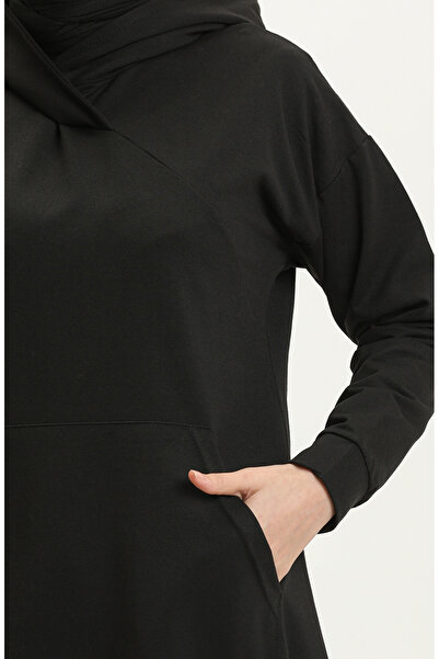 sefamerve Black Kangaroo Pocket Sports Tunic - 3032-01