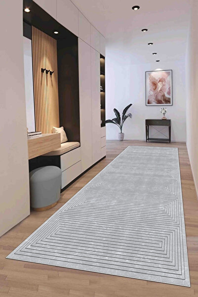 Hülya Home Yolluk Geometrik İskandinav Eskitmeli Dijital Baskı Yıkanabilir Ka...