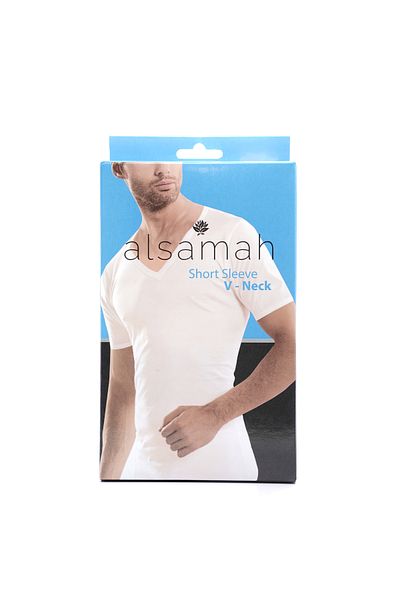 ALSAMAH undershirt 100% Cotton V Neck Short Sleeve
