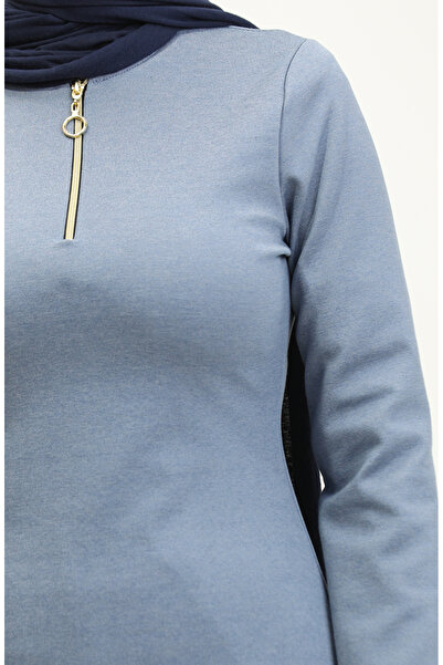 sefamerve Μπλε φόρεμα με φερμουάρ - 2149C-01