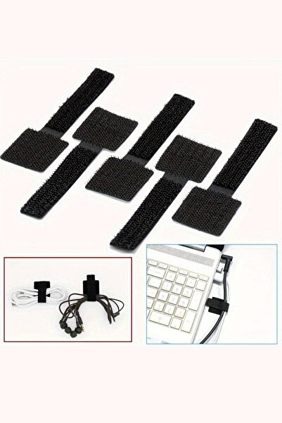 HOME ALL Naylon Kablo Klipsi 5 Adet, Masa Altı Güçlü Yapışkanlı Cırt Cırtlı Ç...