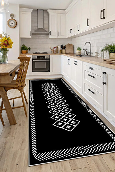 Evimle Makinede yıkanabilir kaymaz taban leke tutmaz mutfak halısı salon halı...