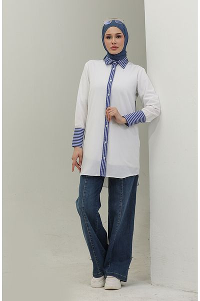 sefamerve White Striped Tunic - 4823-06