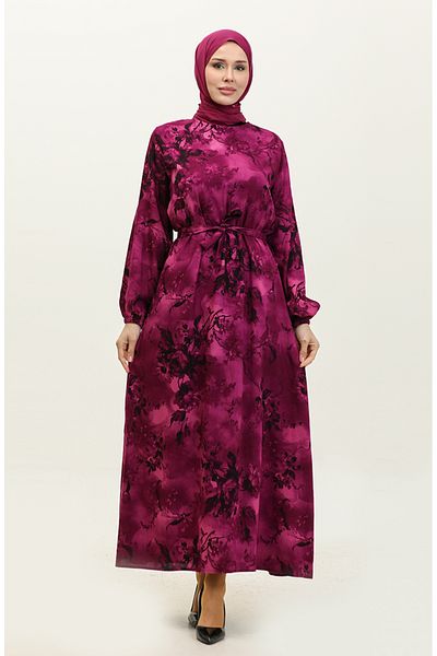 sefamerve Φόρεμα Ahsen Viscose - Floral Print, Plum Black 0329-08