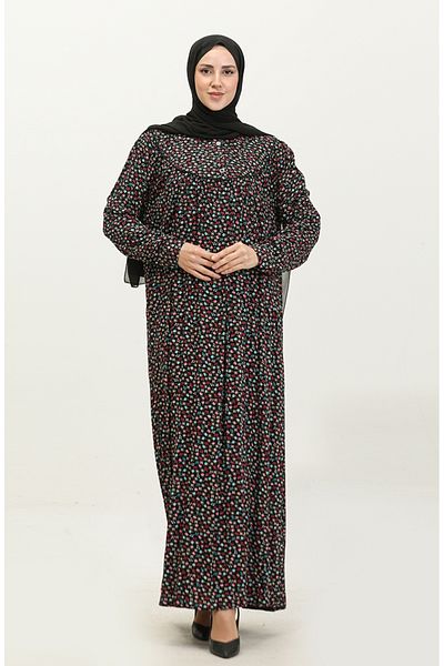 sefamerve Φόρεμα Viscose Print Plus Size - 4473A-02 Μαύρο Τυρκουάζ