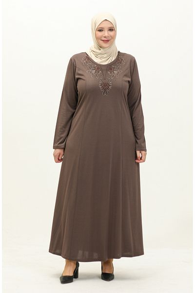 sefamerve Φόρεμα με κέντημα βιζόν Plus Size - 4952-05