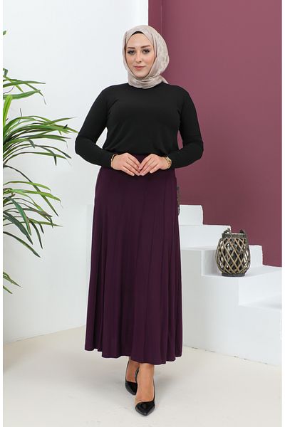 sefamerve Fusta Sandy Striped Plus Size - 1745-04 Violet