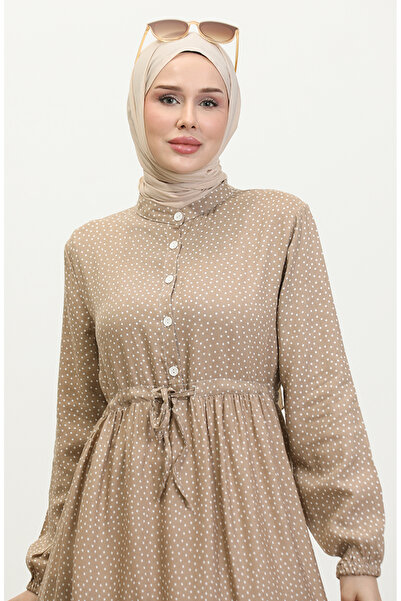 sefamerve Φόρεμα με κορδόνι μέσης με βιζόν πουά - 0372-01