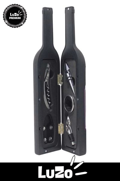 LuZo Premium Series Non-Tarnish Stainless Steel Cork Cap Wine Opener Bottle Corkscrew Set 33 X 7 cm