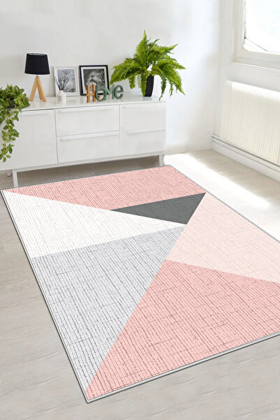 df home Salon Halısı Geometrik İskandinav Eskitmeli Dijital Baskı Yıkanabilir...