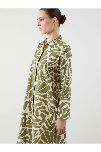 LC Waikiki Lcw Modest Green Print Women's Shirt Tunic