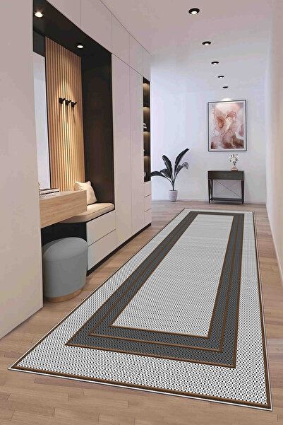 Hülya Home Runner Geometric Scandinavian Antique Digital Printing Washable Non-Slip Base 9011Yollukhulya