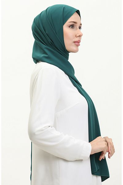 sefamerve Βαμβακερό σάλι Aymina Dark Emerald Green Silk 8612-13