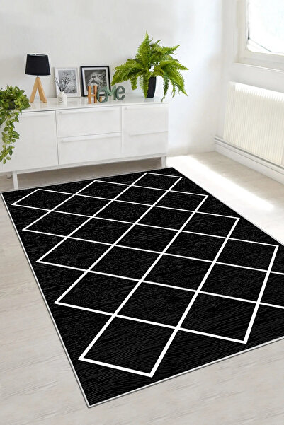 df home Salon Halısı Geometrik İskandinav Eskitmeli Dijital Baskı Yıkanabilir...