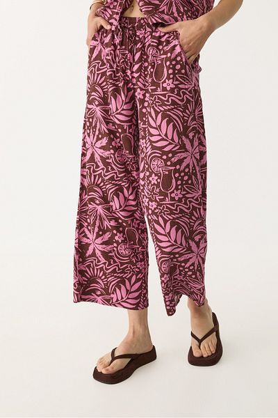 Stradivarius Flowing printed linen blend culottes