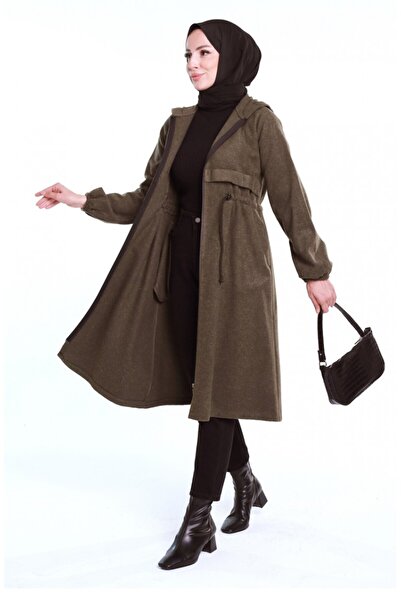 sefamerve Khaki Stamp Hooded and Drawstring Waist - 3199-04