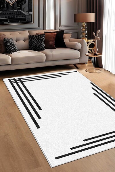 df home Salon Halısı Geometrik İskandinav Eskitmeli Dijital Baskı Yıkanabilir...