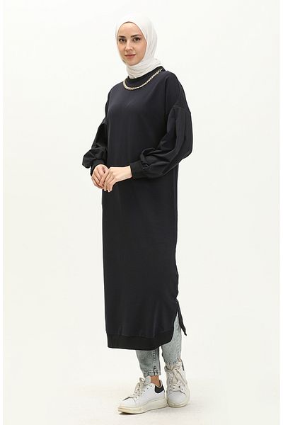 sefamerve Navy Blue Long Sports Tunic - Με Κολιέ, Μοντέλο 70020-02