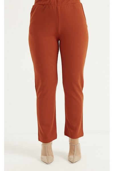 sefamerve Pantaloni de mărime mare de culoare cărămidă - 1030A-04