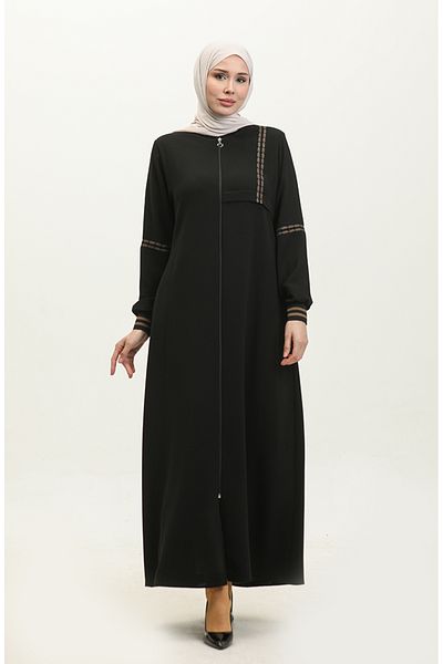 sefamerve Μαύρο μεγάλου μεγέθους Rib Zipper Ferace 5064-01