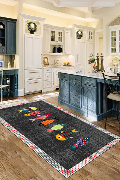 df home Kesme mutfak halısı Desenli Dijital Baskı Yıkanabilir Kaymaz Taban  İ...
