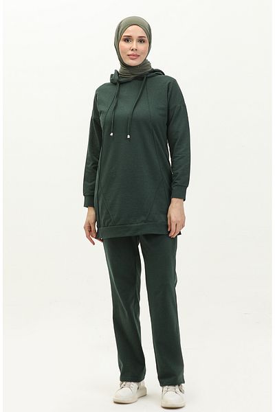 sefamerve Σετ αθλητικής φόρμας Nefti Green Slip Detail - 3039-02