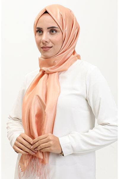 sefamerve 1267-19 Salmon Tasseled Taffeta Shawl