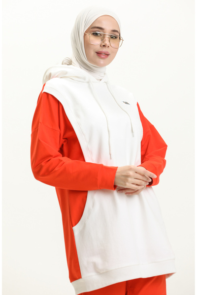 sefamerve Renk Garnili Eşofman Takm 70090-04 Oranj